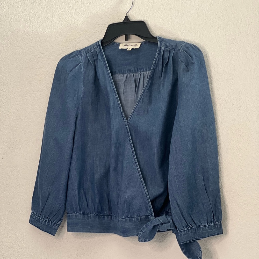 Madewell Light-Weight Denim Wrap Top